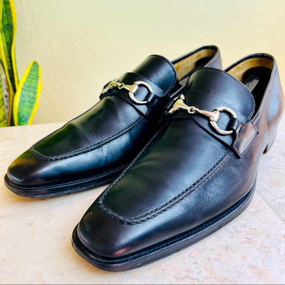 MAGNANNI Black Horse Bit Leather Loafers Dress Shoes Slip On 9 M - Picture 2 of 13